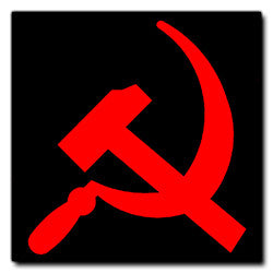 Red on Black Hammer and Sickle Sticker