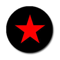 Red Star on Black 1" Button