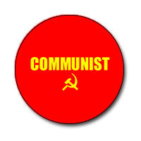 Communist / Hammer and Sickle 1" Button (Yellow on Red)