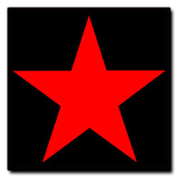 Red Star on Black Sticker