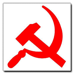 Red on White Hammer and Sickle Sticker