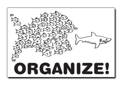 Black on White "Organize!" Fish Sticker